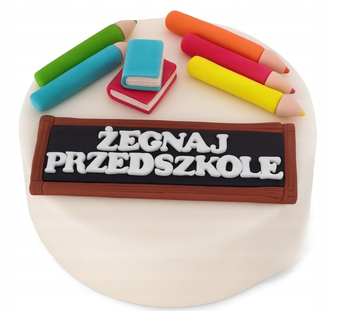 Sada cukrových dekorací na dort – tabule, pastelky, knihy