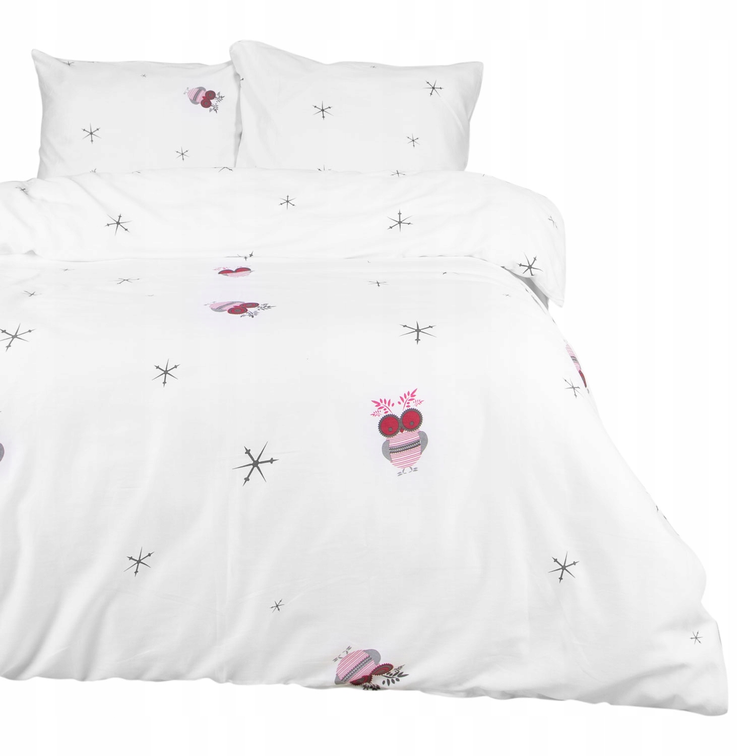 

Pościel satynowa bawełna 220x200 poszewki sówki