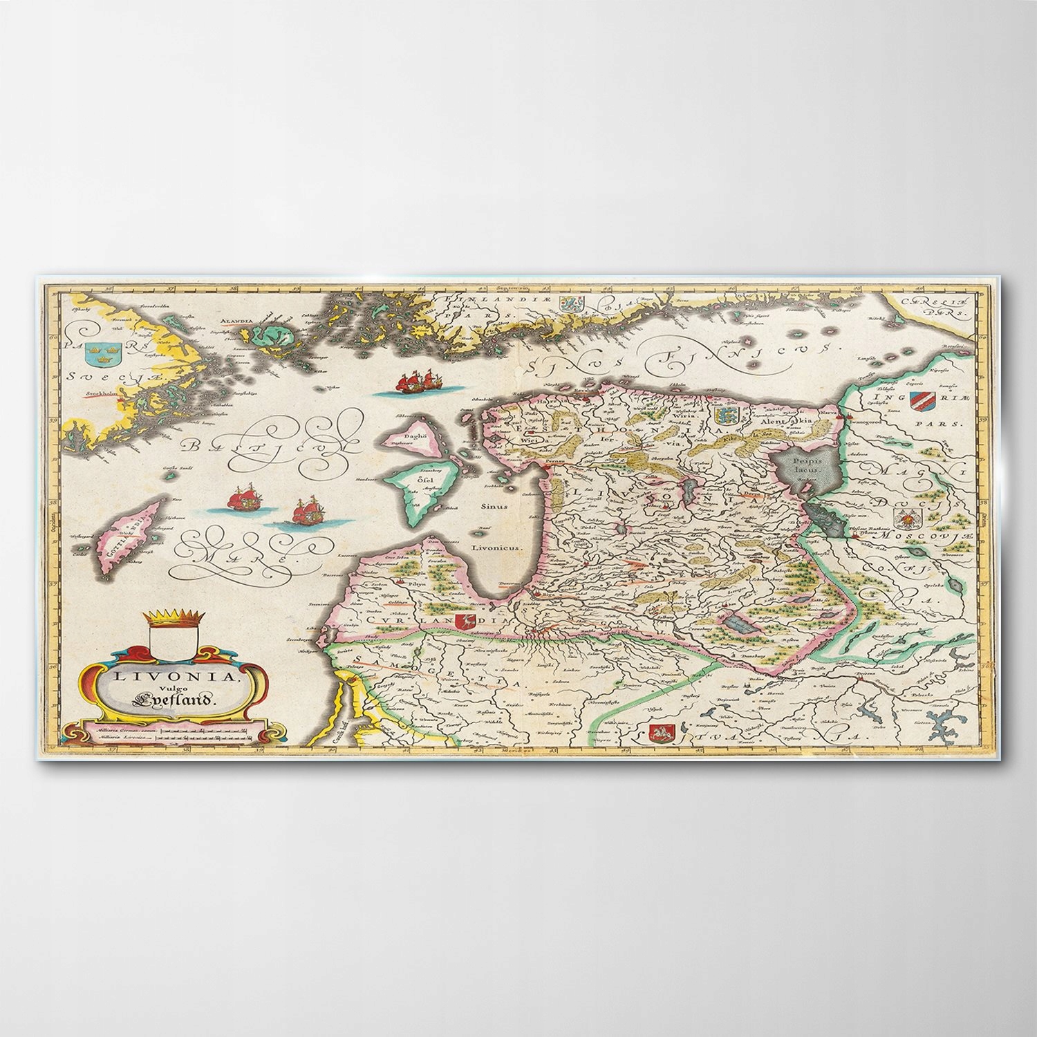 

Obraz Szklany Dekor Mapa Livonia Bałtyk 140x70