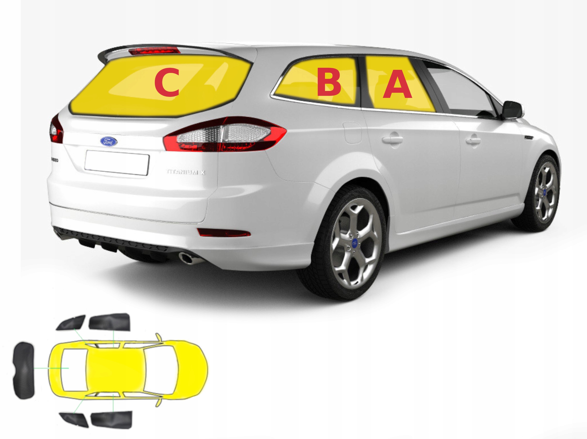 

Zasłonki dedykowane Mondeo mk4 kombi-5 szt. Polift