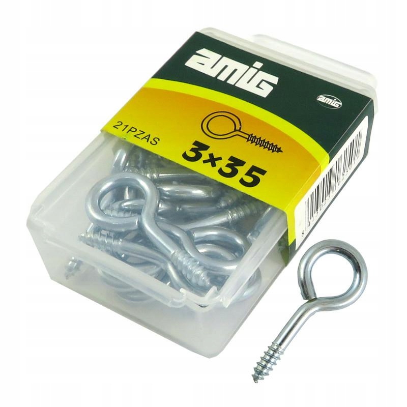 

Hak Haczyk oczkowy 9mm Stal Cynkowany 3x35mm 21szt