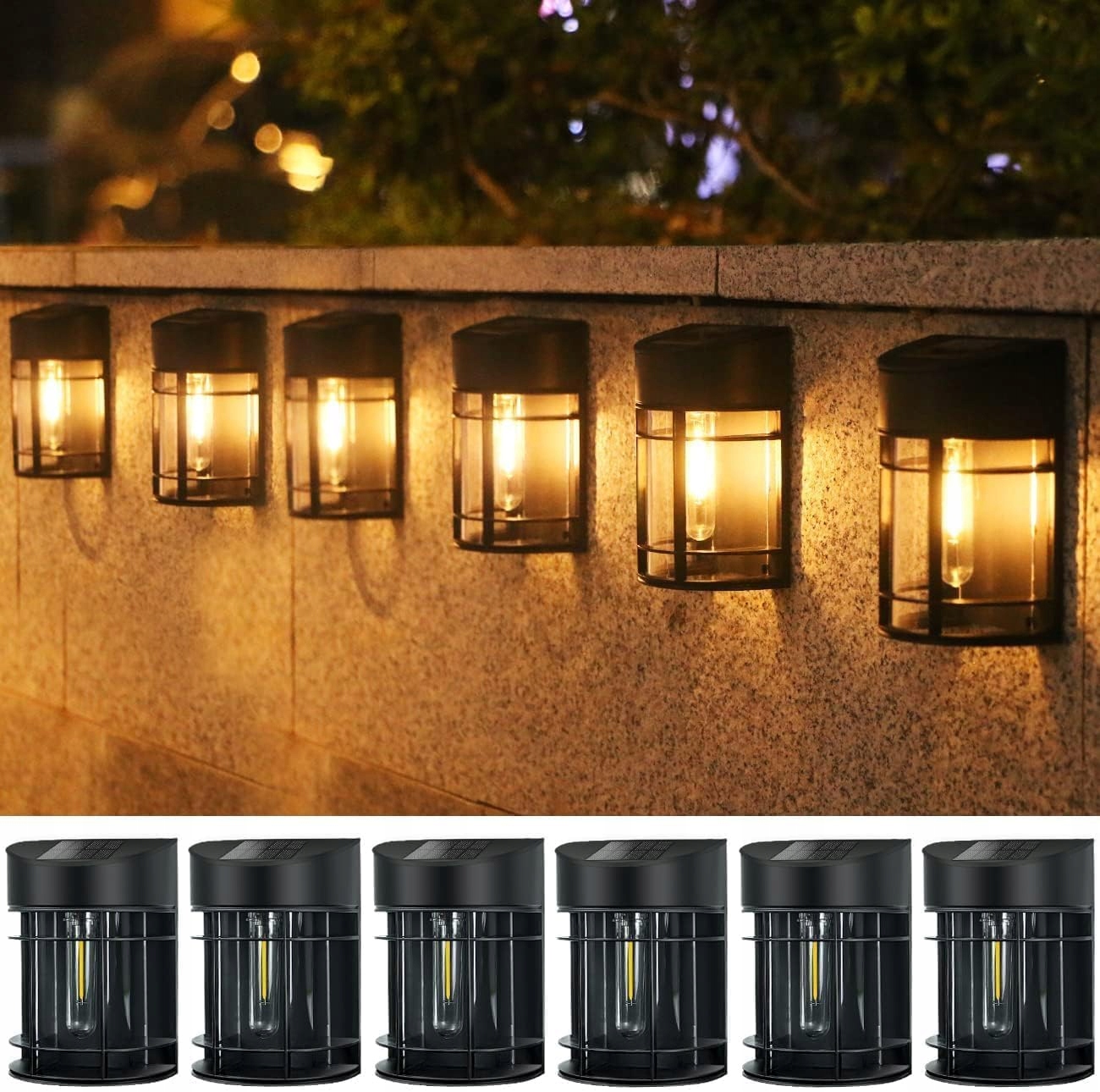 Zestaw Małych Kinkietów IP65 Led Solarna lampa ścienna zewnętrzna 6 sztuk