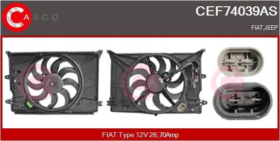 WENTYLATOR CHŁODNICY CEF74039AS CASCO FIAT JEEP Stan opakowania oryginalne