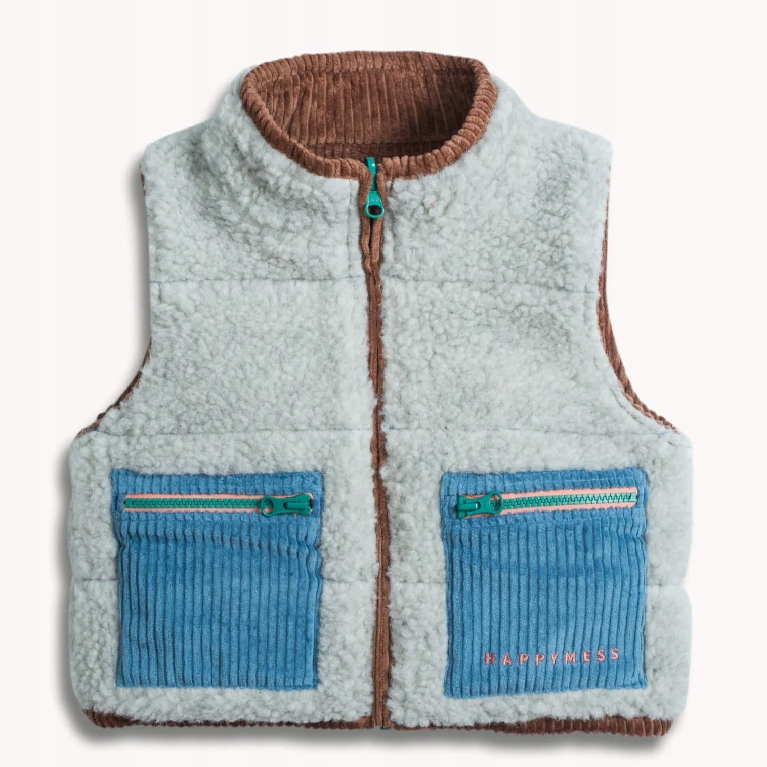 Happymess: dwustronna kamizelka Merino Cocoa / 7-8 lat