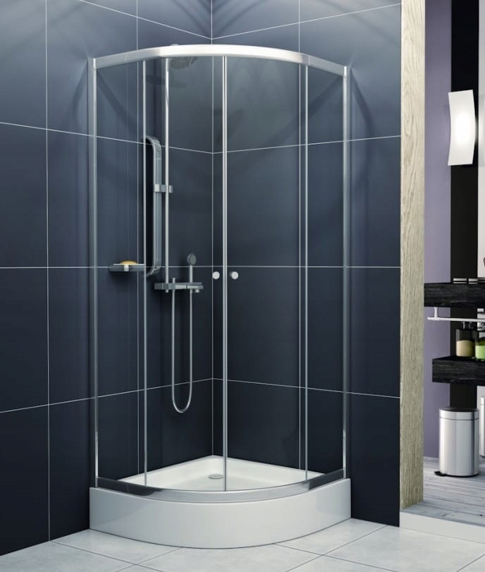 SZKLANA KABINA PRYSZNICOWA 80x80 półokrągła Wysokość całkowita 185 cm