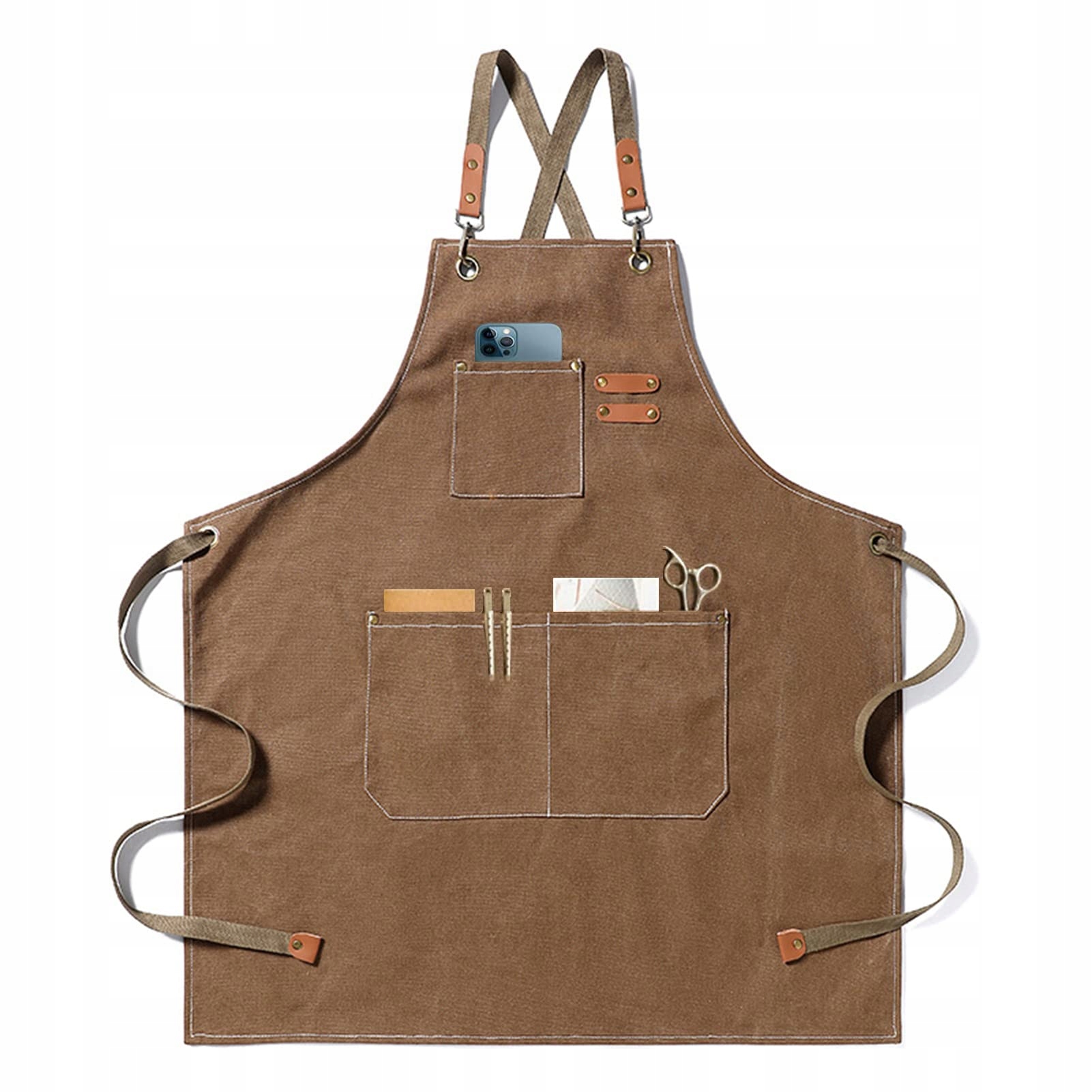 Pracovní zástěra Canvas s kapsami, nastavitelná pro Bbq kuchyně