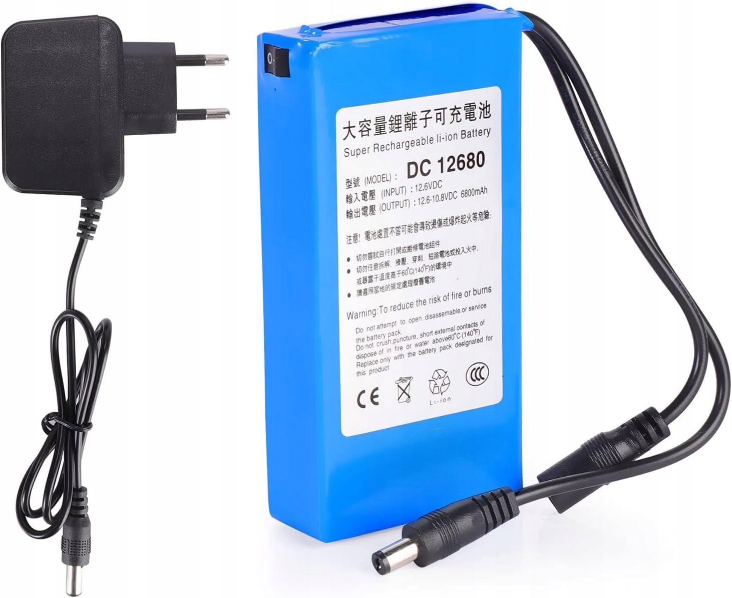 Akumulátor 12V 1-2A 6800 mAh pro Cctv kamery s adaptérem