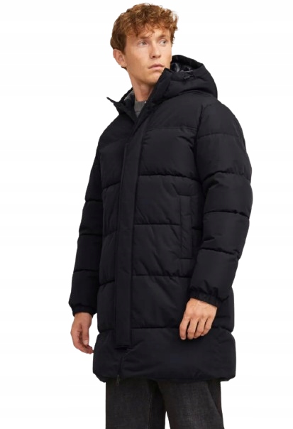 Jack & Jones Černá Prošívaná Bunda S Kapucí Do Bot Jxa