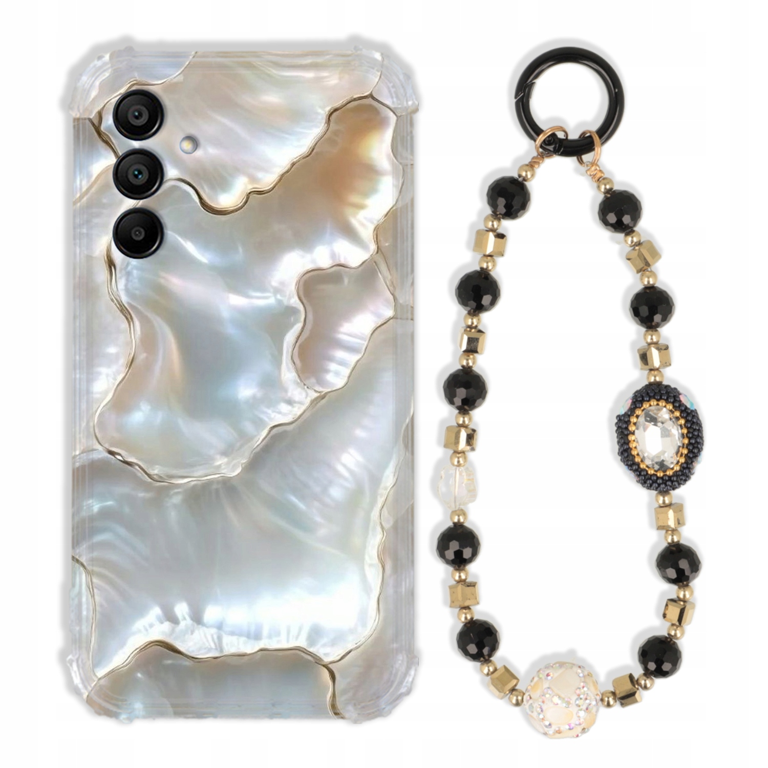 Puzdro Na Samsung A15 5G Antishock Zirkóny Čierno Zlaté Odolné| Silné