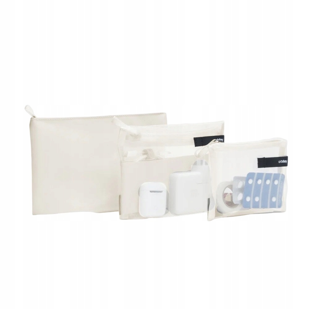 Zestaw Trzech Kosmetyczek Podróżnych Saszetek Organizerów Orbitkey Beżowe
