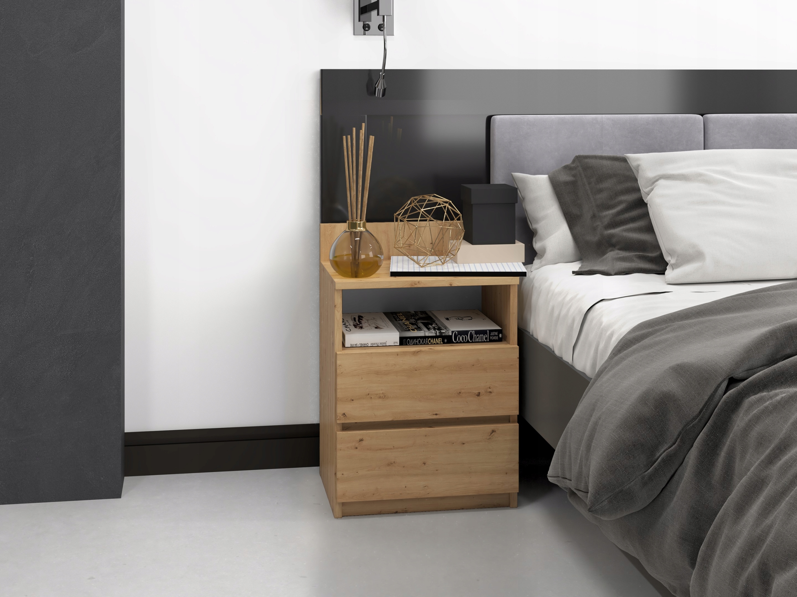 SZAFKA NOCNA M1 MALWA DĄB ARTISAN KOMODA 2 SZUFLADY STOLIK NOCNY Marka TopEshop