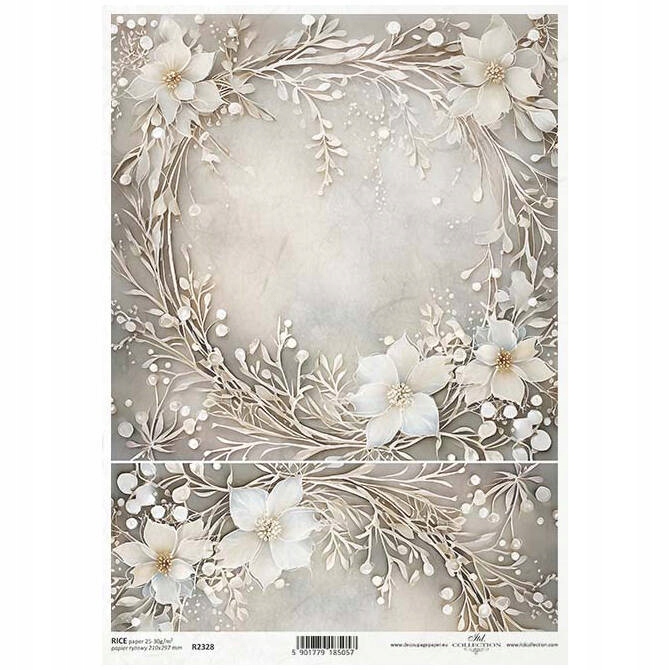 Papier Ryżowy do decoupage A4 R2328 kwiaty wianki