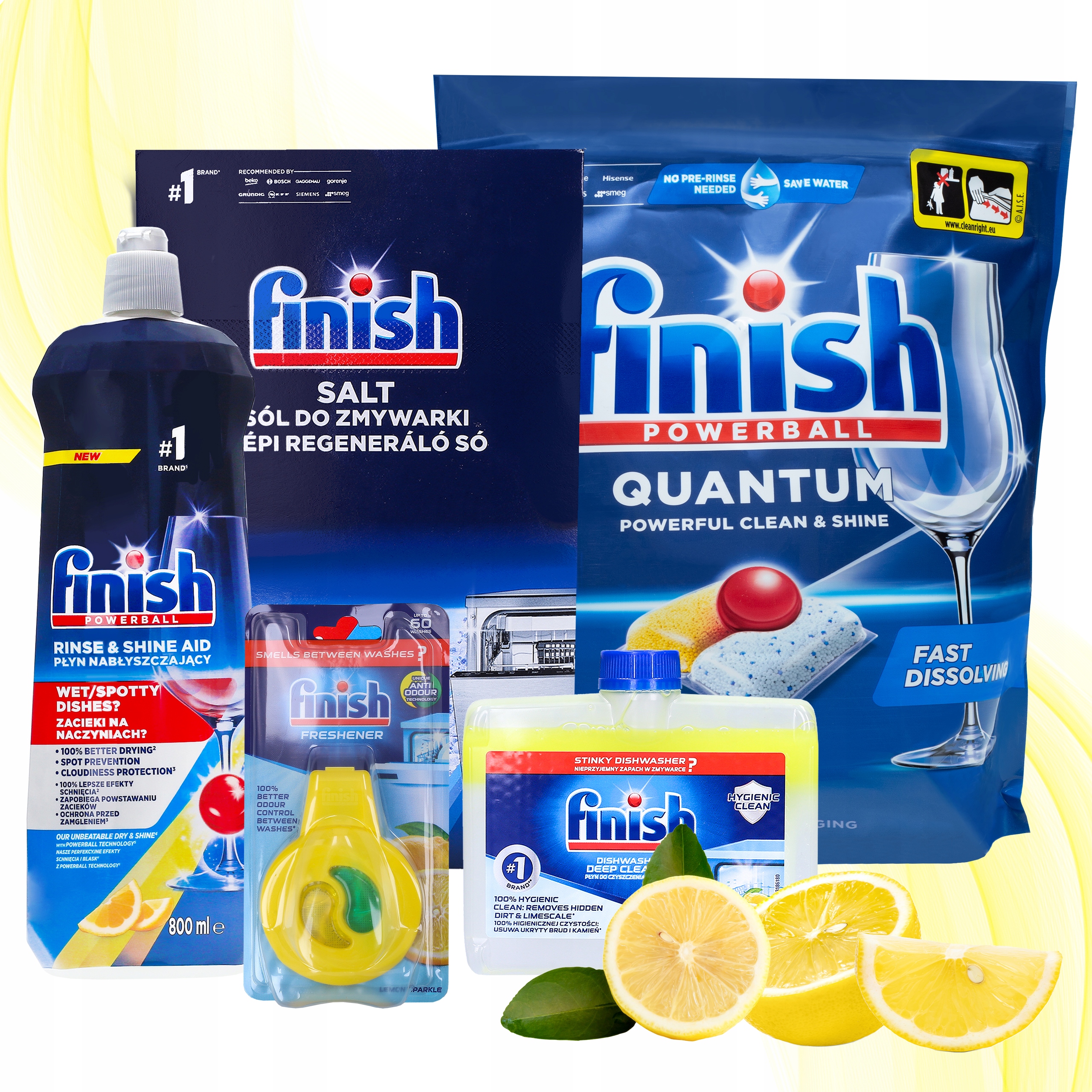 Levně Sada do myčky nádobí Finish Kapsle 100 Ks Čistič vůně Leštidlo Sůl