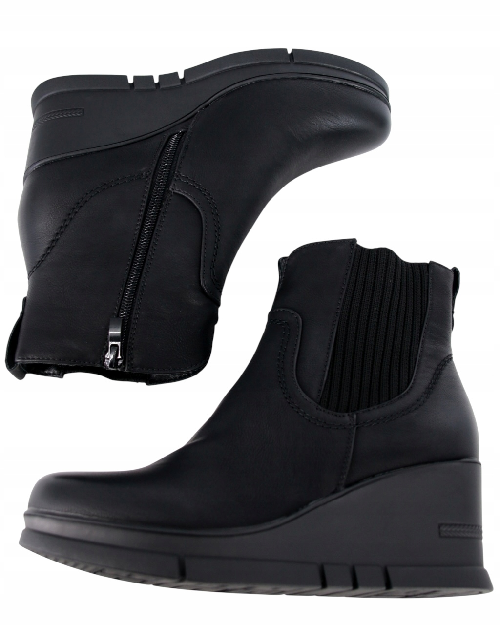 Dámské Kotníkové Boty Na Klínku Zateplené Boty Eko Kůže Černé Pohodlné 40