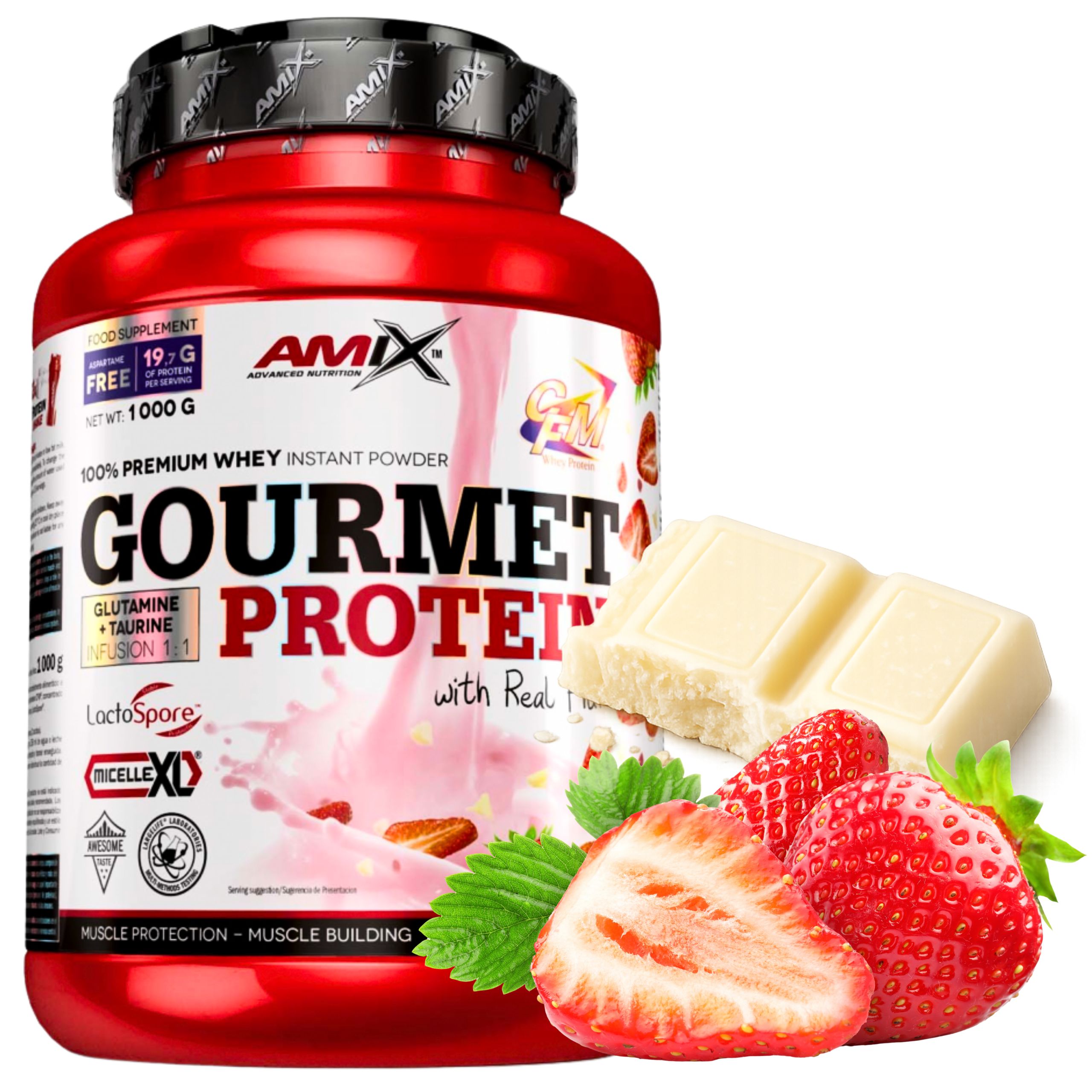 Amix Gourmet Protein Lahodný protein na hubnutí pro ženy Jahoda 1 kg