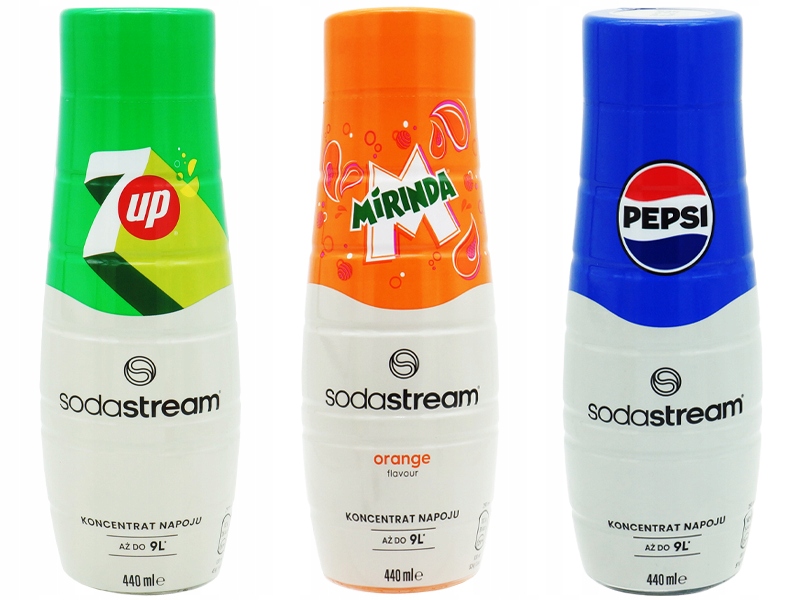 3x SYROP KONCENTRAT SODASTREAM 7UP MIRINDA PEPSI 9L NAPOJU z 440ml Kod producenta 5903714023172