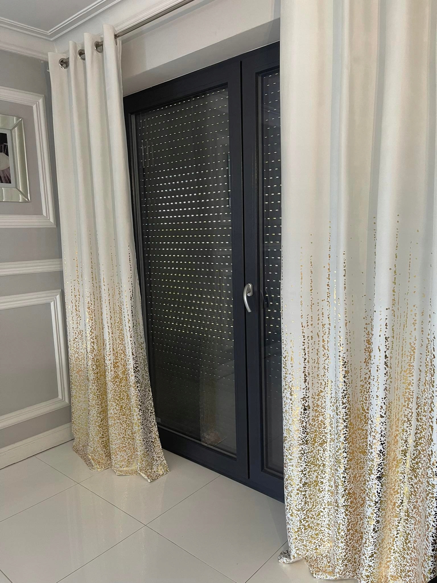 

Zasłona welur 140x250 Glam biały złoty przelotki