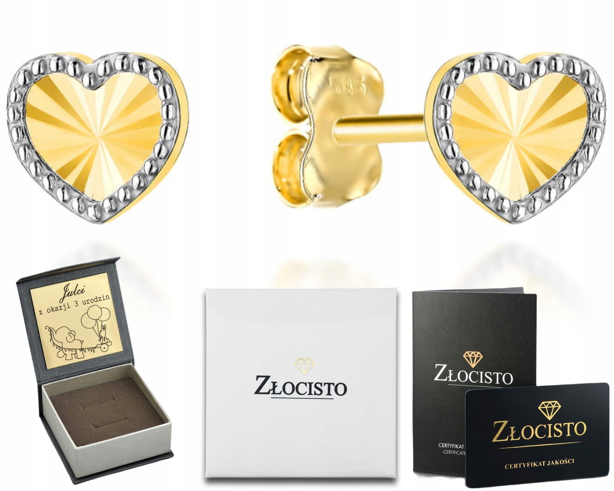 Zlaté Náušnice S Diamantovým Náušnice Gravírování Vzorem