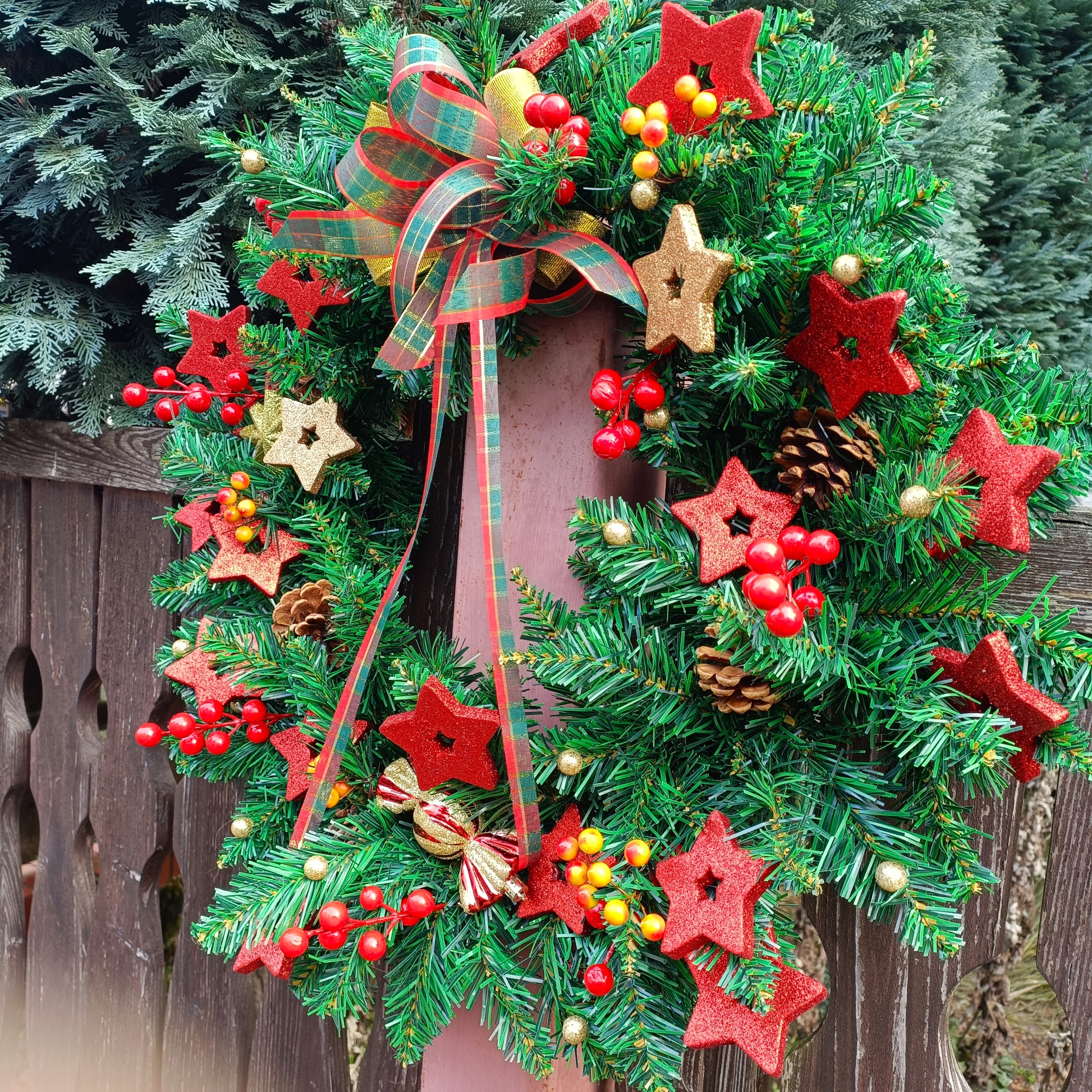 DUŻY 60 CM ŚWIĄTECZNY WIANEK XXL BOŻONARODZENIOWY PODŚWIETLANY Marka inna