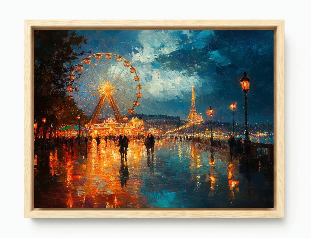 Obraz Rám Americký Box Město Paříž Noc Lunapark Ďábelský Mlýn 80x60