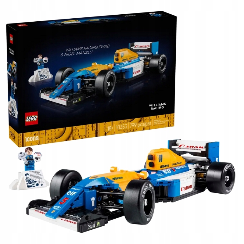 Lego Icons F1 Williams Racing FW14B A Figurka Nigel Mansell 799 Dílků 18+