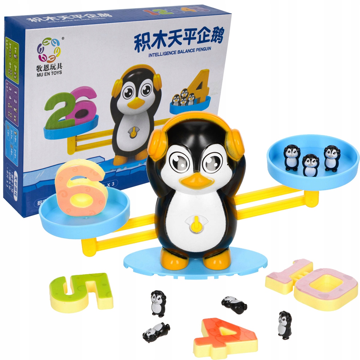 WAGA SZALKOWA DLA DZIECI Z ODWAŻNIKAMI PINGWINY