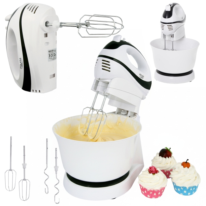 Robot Kuchenny Mikser Ręczny Z Misą Obrotową 3L Turbo 4 Końcówki Mocny 550W