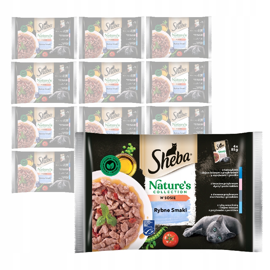 Levně Sheba Nature's Collection 52x85g Mokré Krmivo Pro Kočky Rybí Příchutě V Omáčce