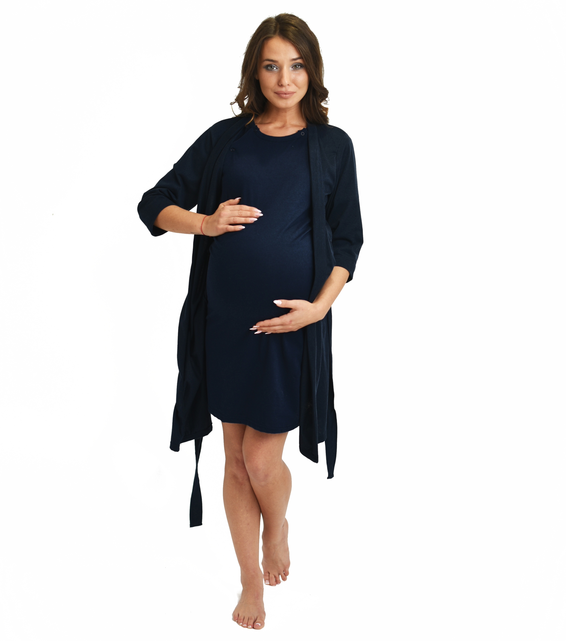 SZLAFROK DAMSKI BAWEŁNIANY PODOMKA SZPITALA L Kolor niebieski