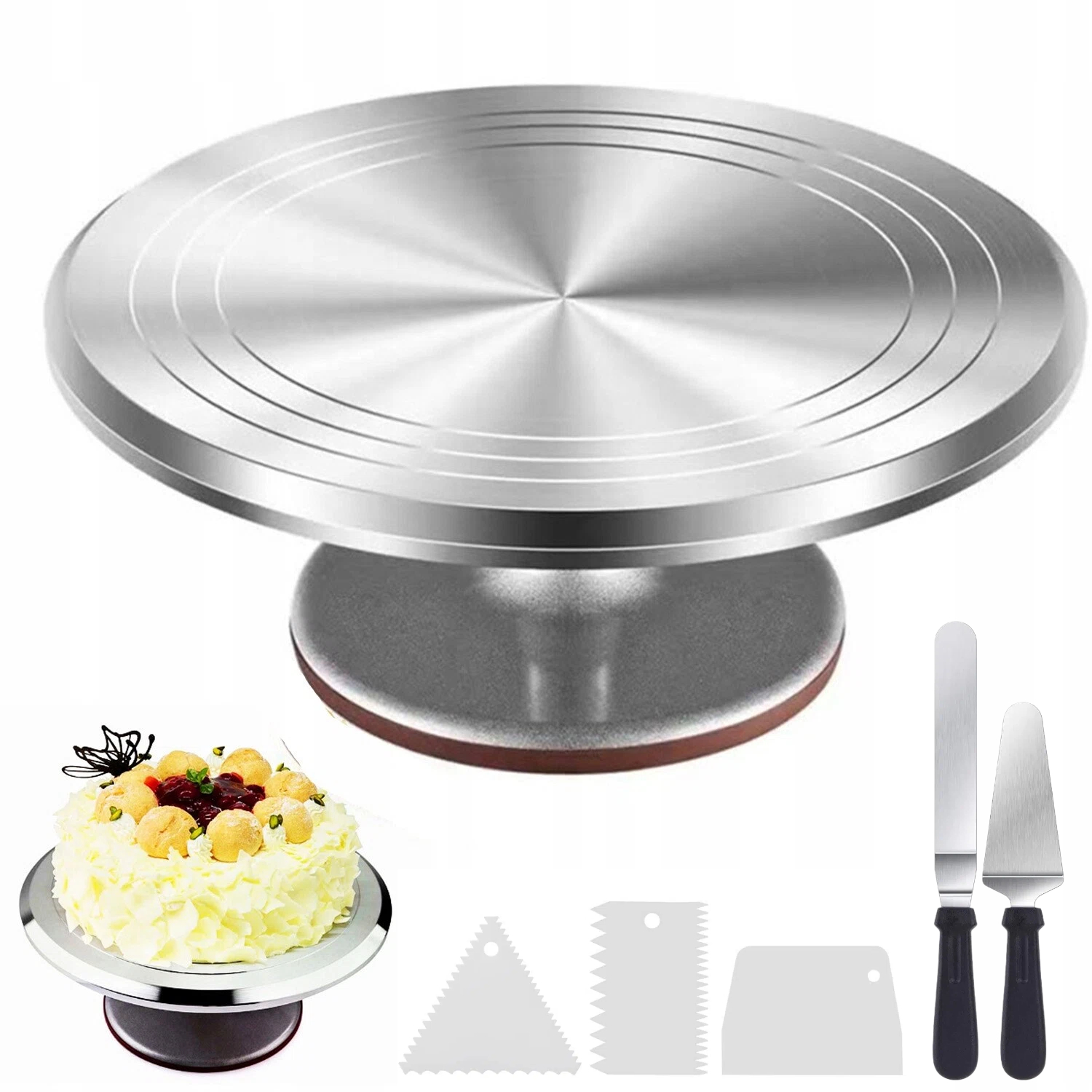 Velká Profesionální Podnos Rotační Na Dortové Těsto 30CM S škrabkou