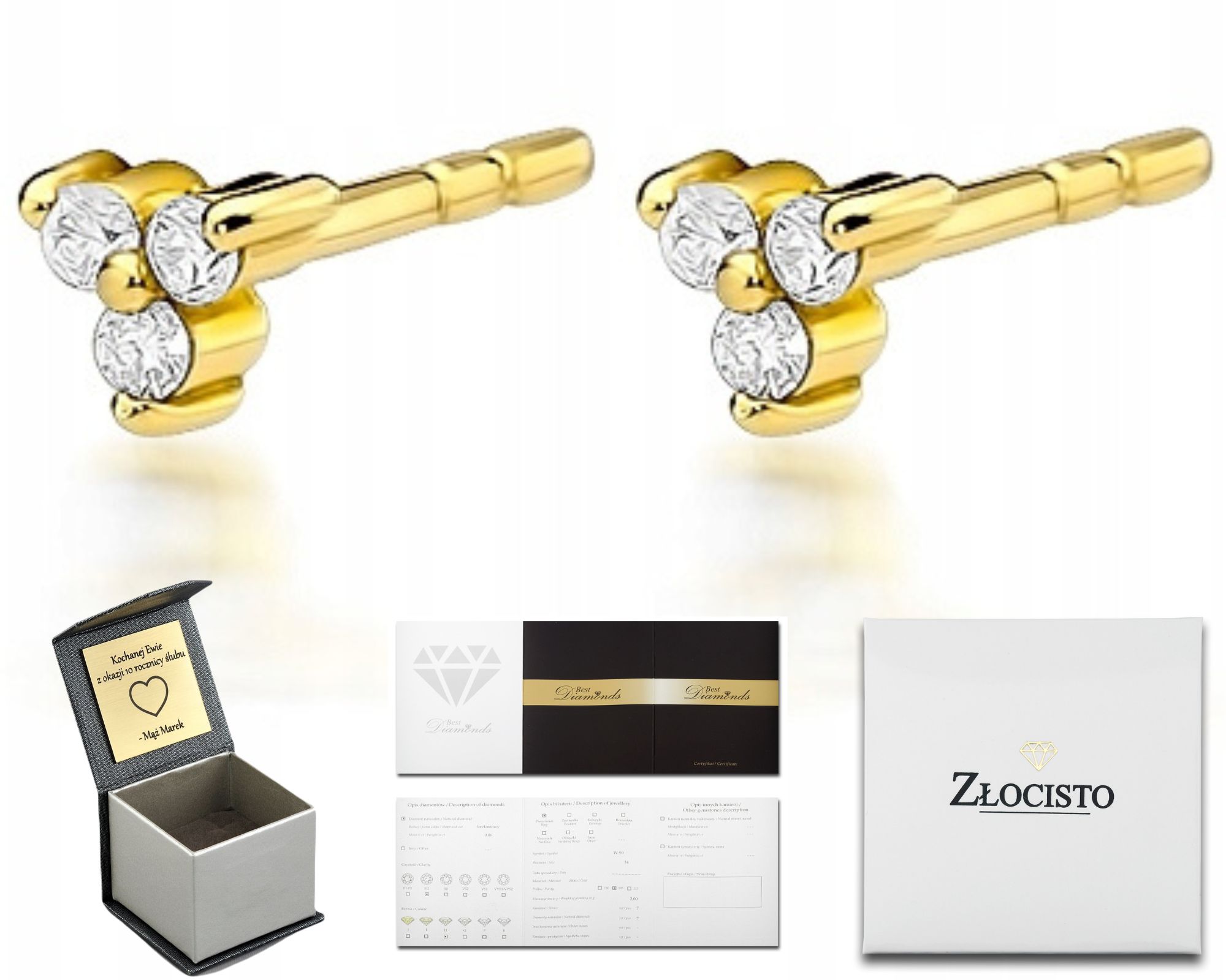 Zlaté Náušnice S Brilianty 0,09 Ct Šroubky