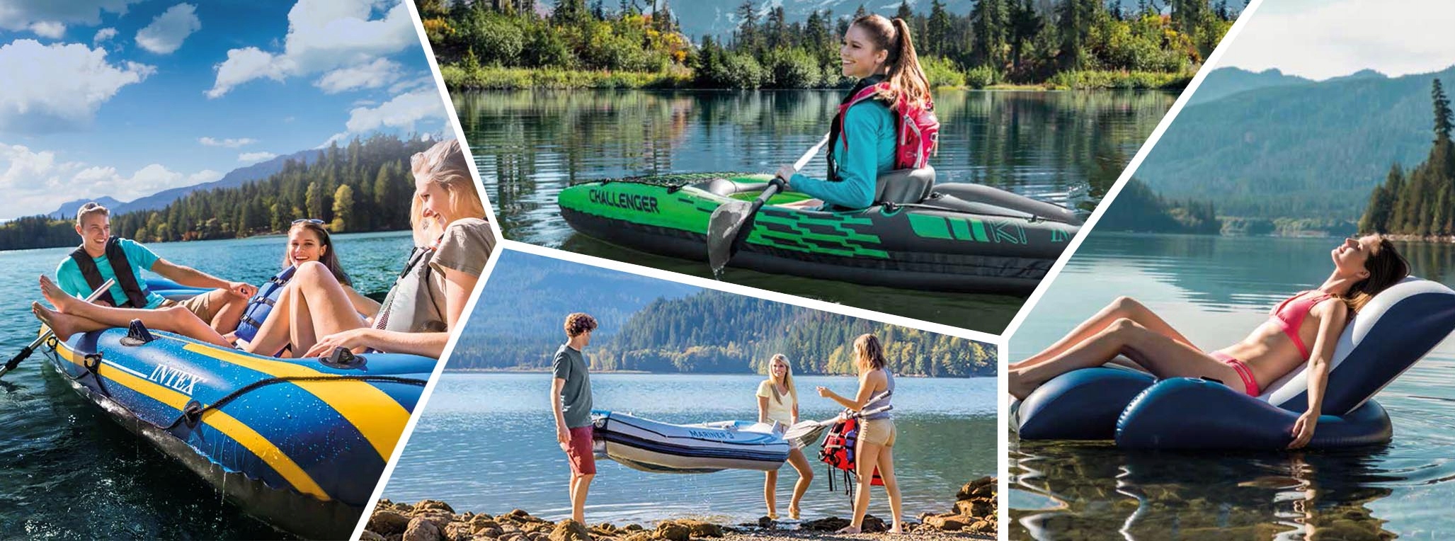 PONTON CHALLENGER 3 +WIOSŁA +POMPKA INTEX 68370 Wiosła rozkładane