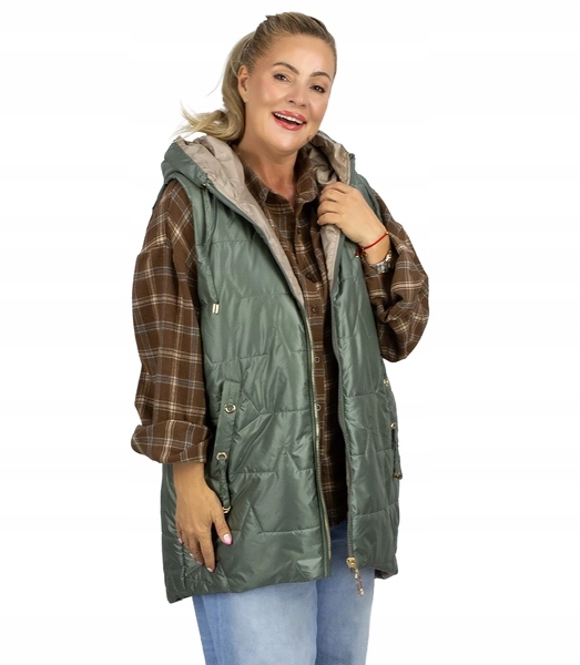 Dlouhý dámský vesta Plus Size – zeštíhlující střih Agrafka 3XL