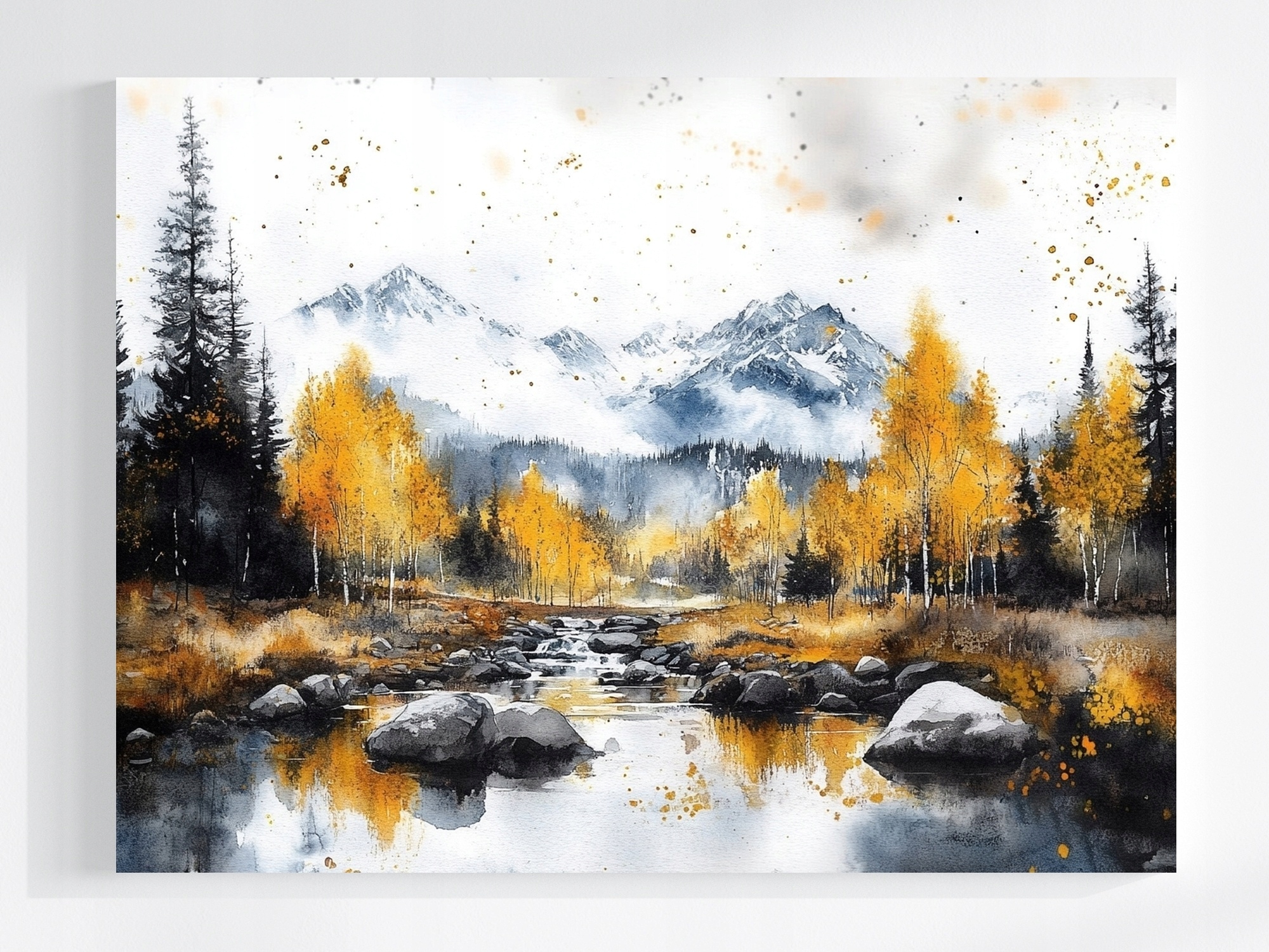 Obraz Na Plátně Canvas Krajina Hory Jezero Stromy Podzim 100x75