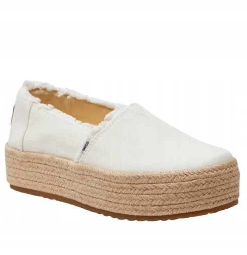 Toms Dámské Bílé Espadrilky Na Platformě S Lemováním, Velikost 38