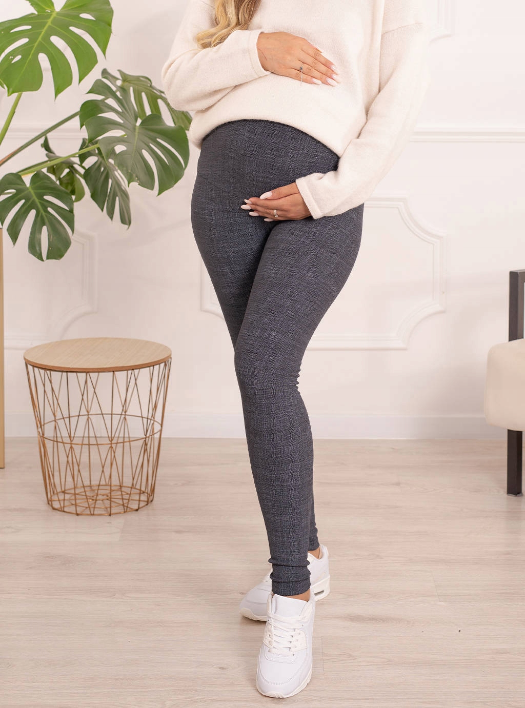 LEGGINSY CIĄŻOWE OCIEPLANE GRUBE GETRY 6XL Materiał dominujący bawełna