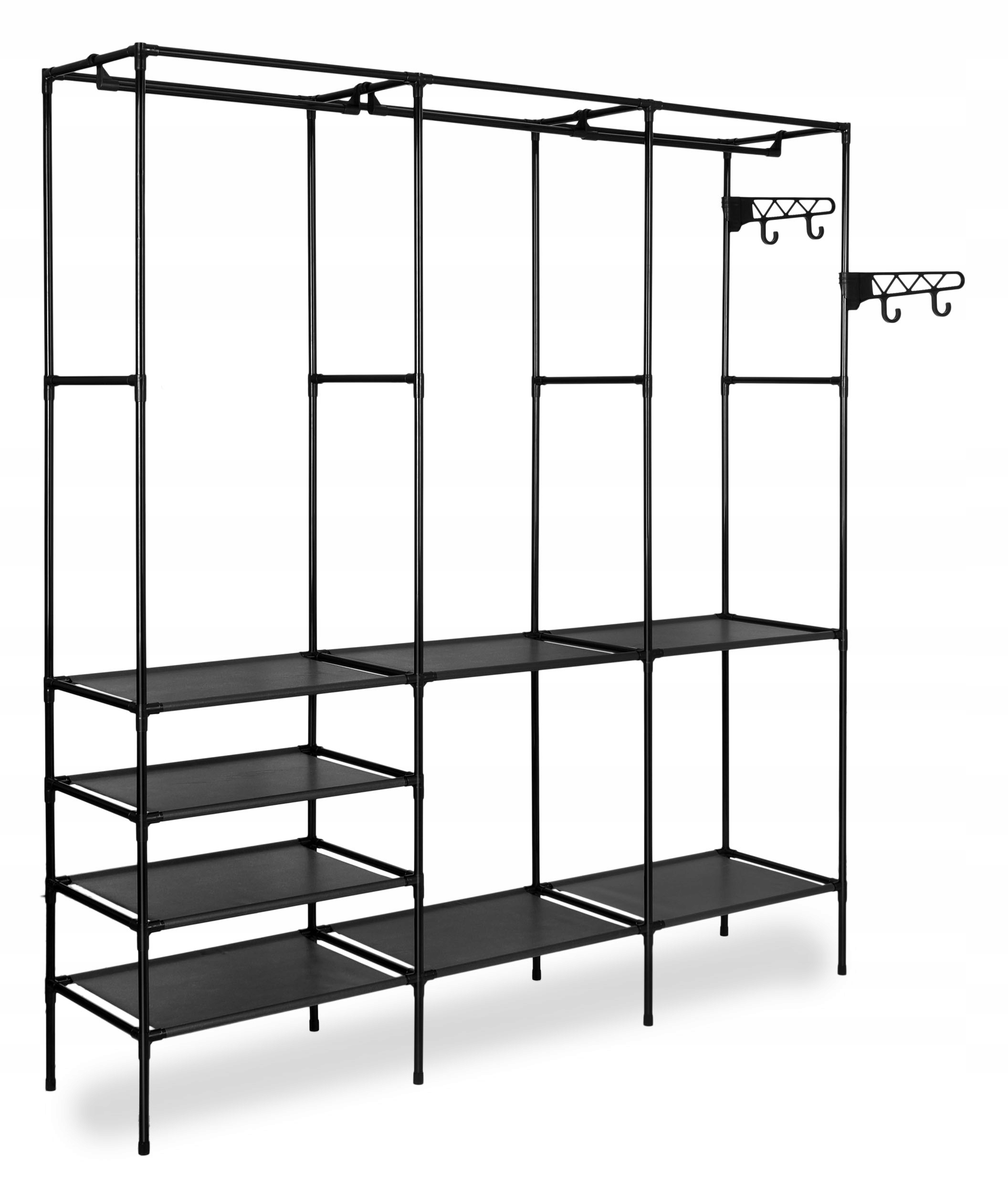 Skříň S Policemi Stojanový Věšák Šatní Skříň Syntia Kovový Regál Na Oblečení