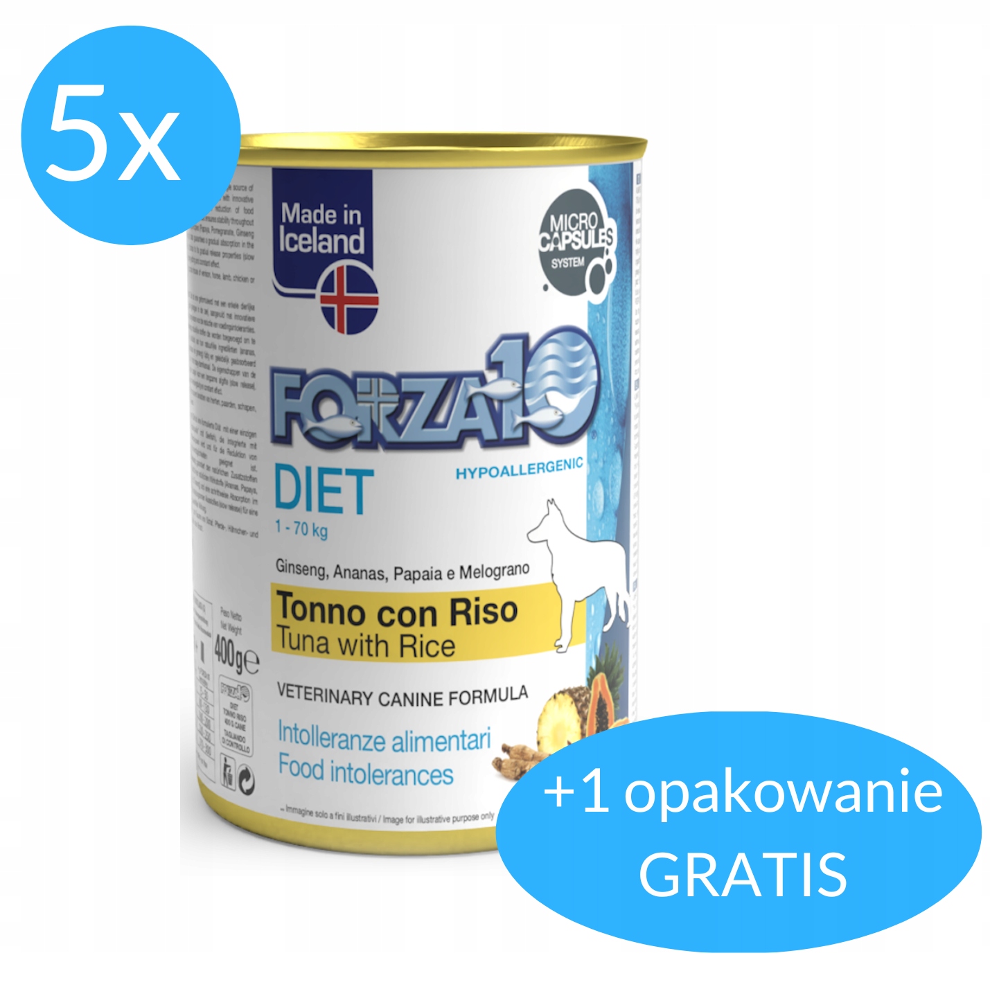 Forza10 Diet pro psa tuňák s rýží 5x400 g 400 g Bonus