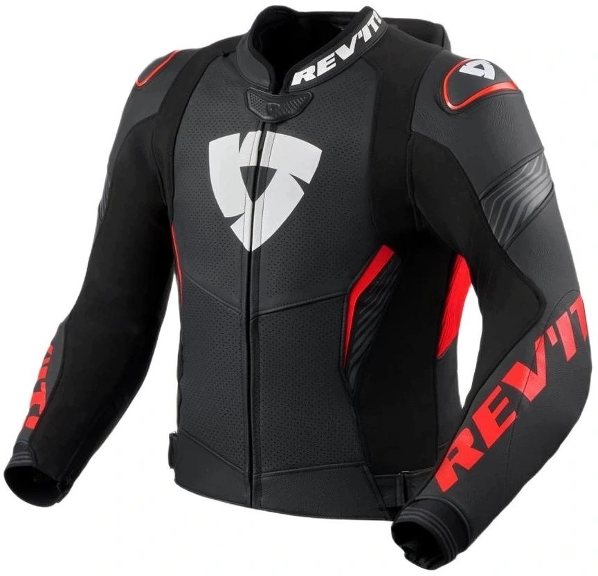 Rev'it Argon 3 Pro Black Neon Red Kožená Motocyklová Bunda 54