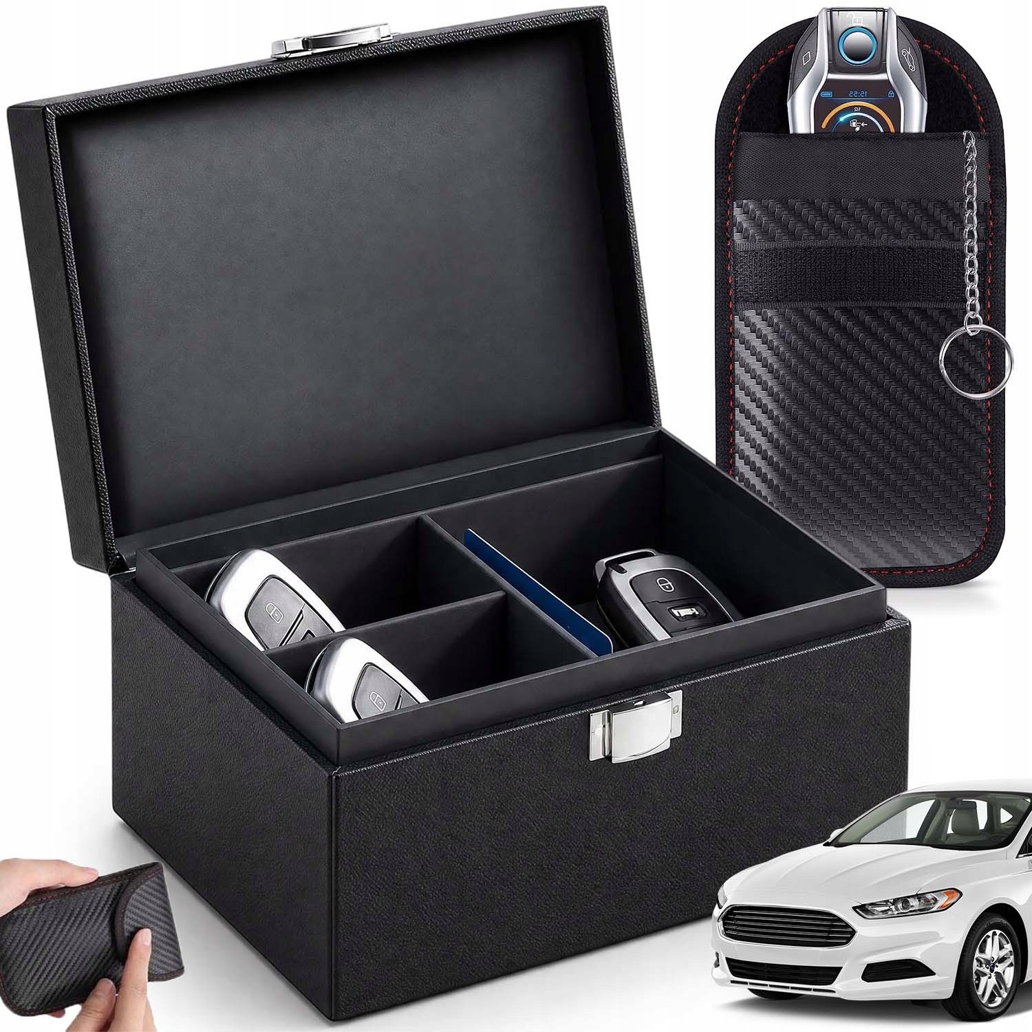 Pudełko Antykradzieżowe Kluczyk Keyless Klatka Faradaya Duże Blokada 16CM