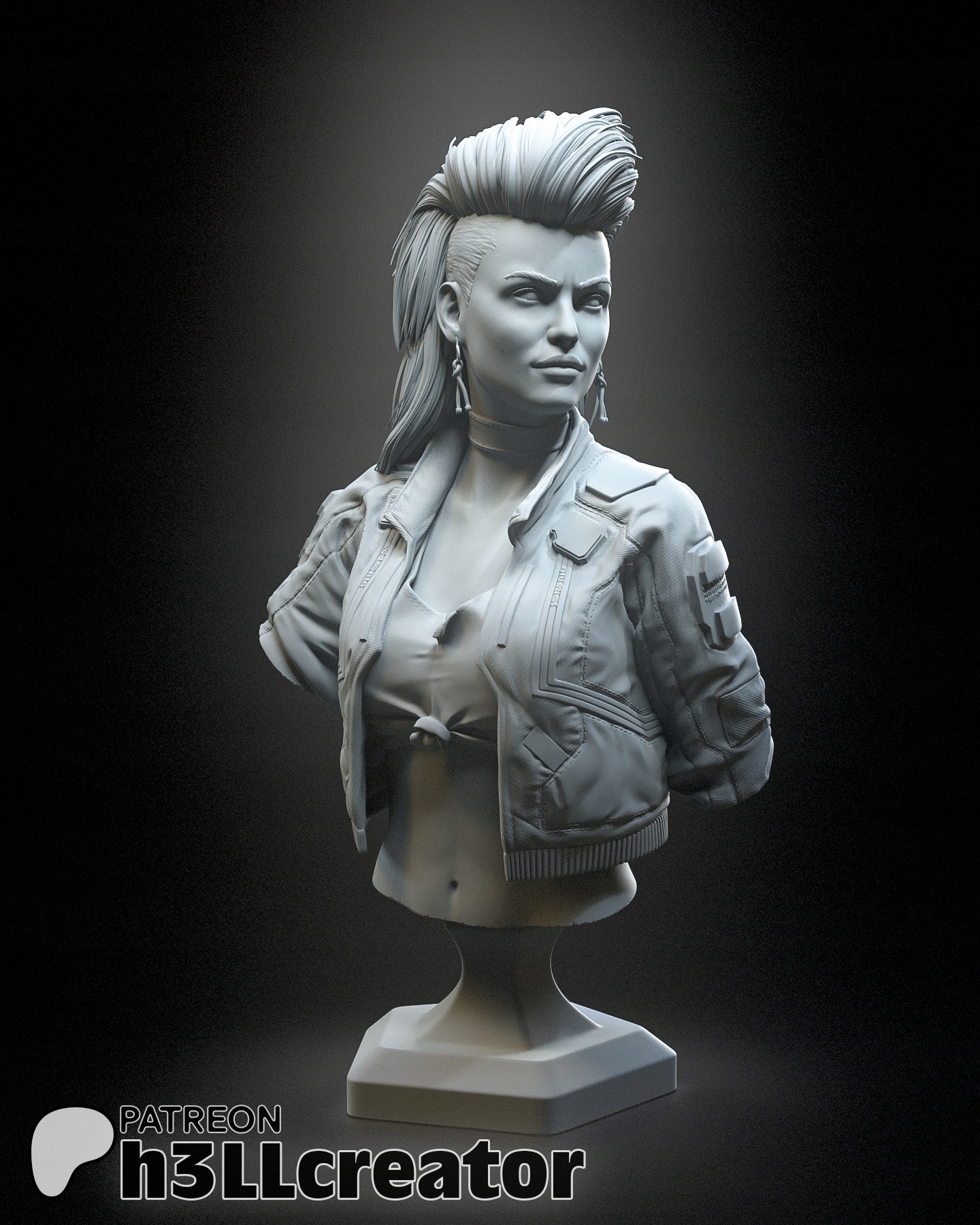 Figurka Rogue Amendiares Cyberpunk 2077 Busta h3LL creator 3D tisk 12K