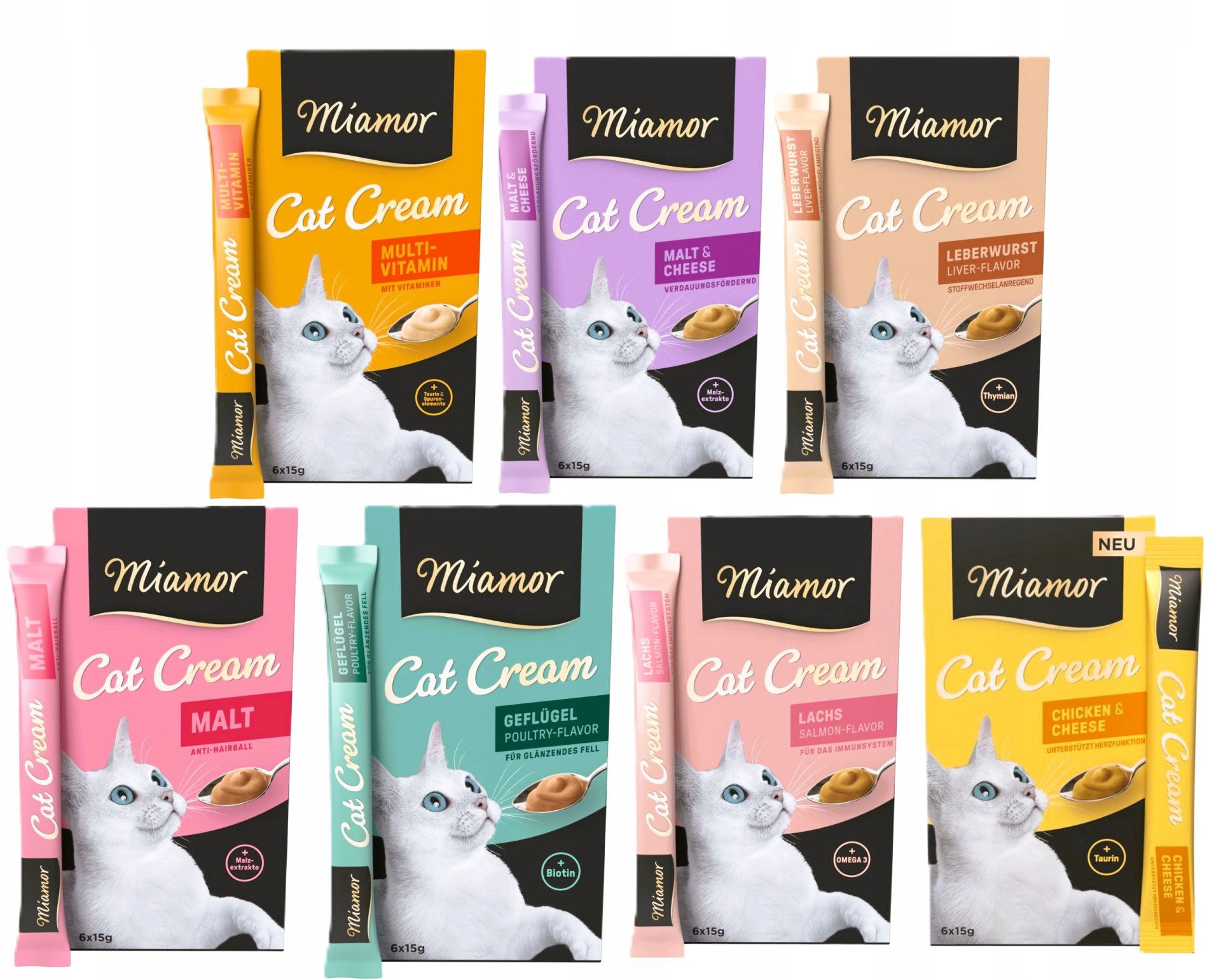 Levně Miamor Cat Cream Zdravotní pochoutky Zdravotní mix 7x90 g