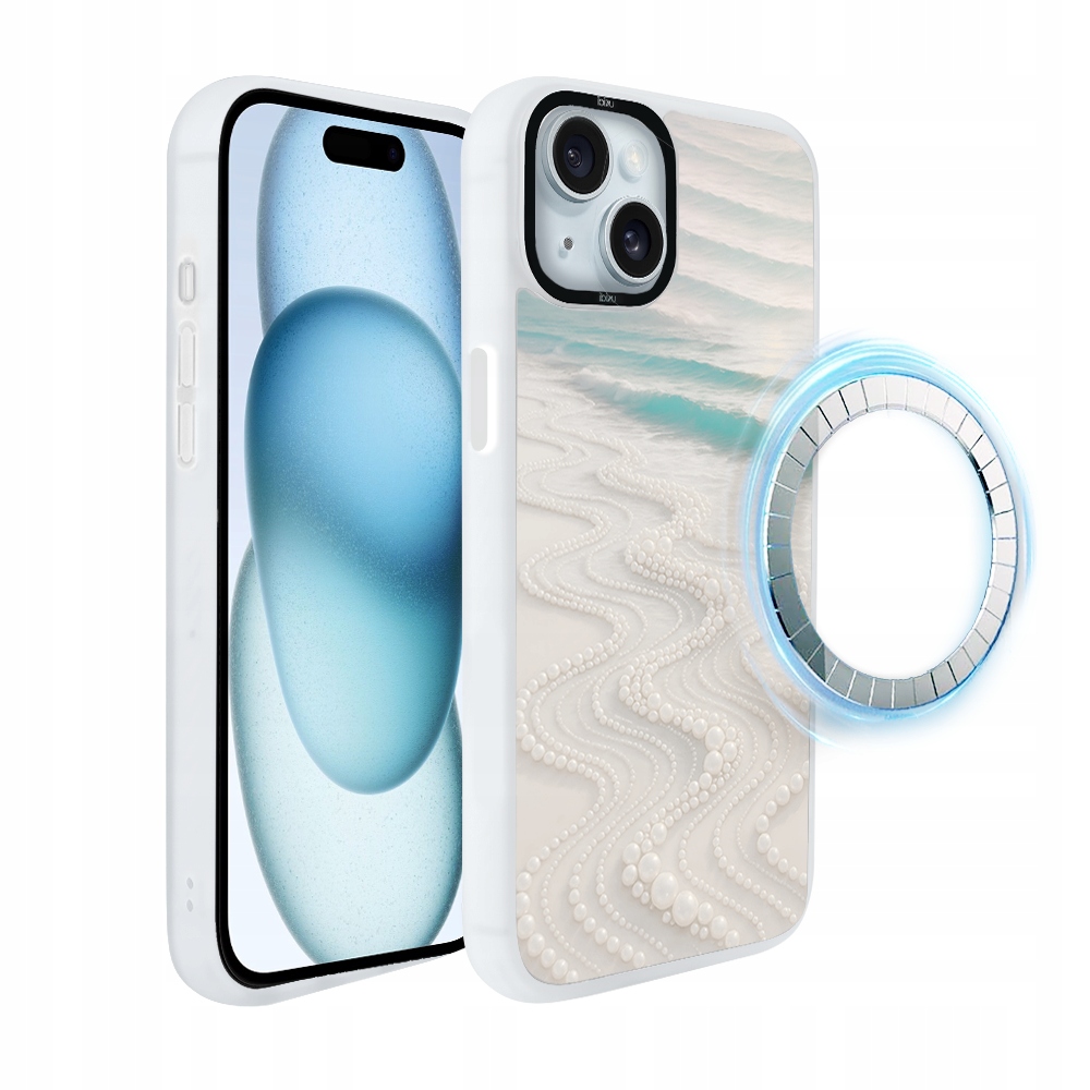 Pouzdro iPhone 15 Plus Ibizu DropGuard Matt s MagSafe, korálová pláž, bílé
