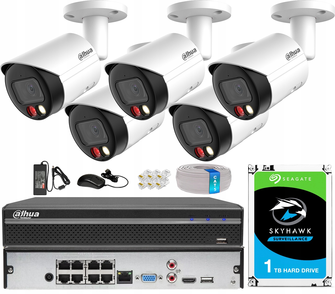 Sada na monitorovanie Dahua 4MPx 5 Kamer WizSense s analytikou Ai Dual Light