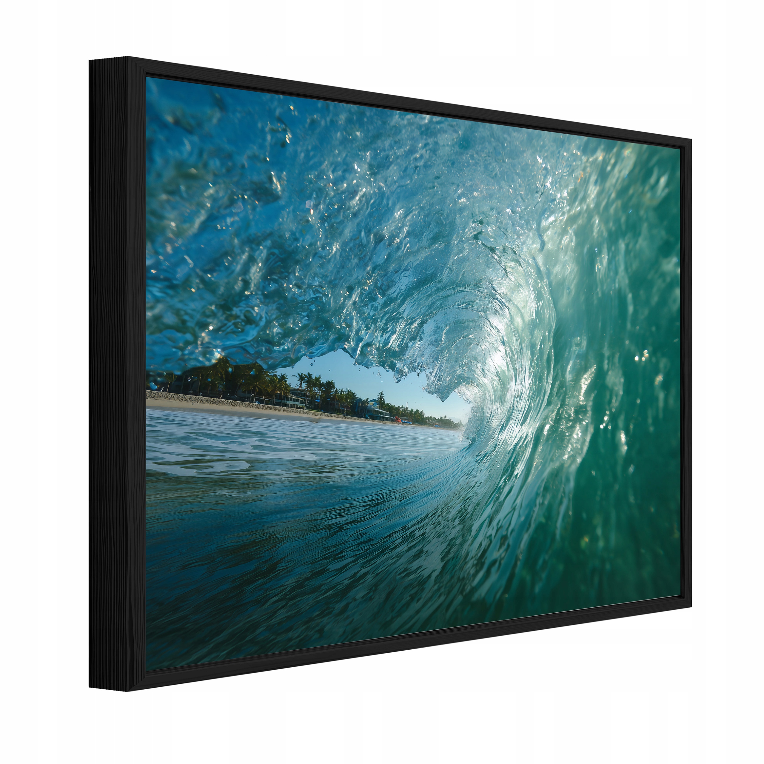 Obraz V Černém Rámu Na Plátně Vlny Moře Oceán Obývací Pokoj Ložnice 120x80