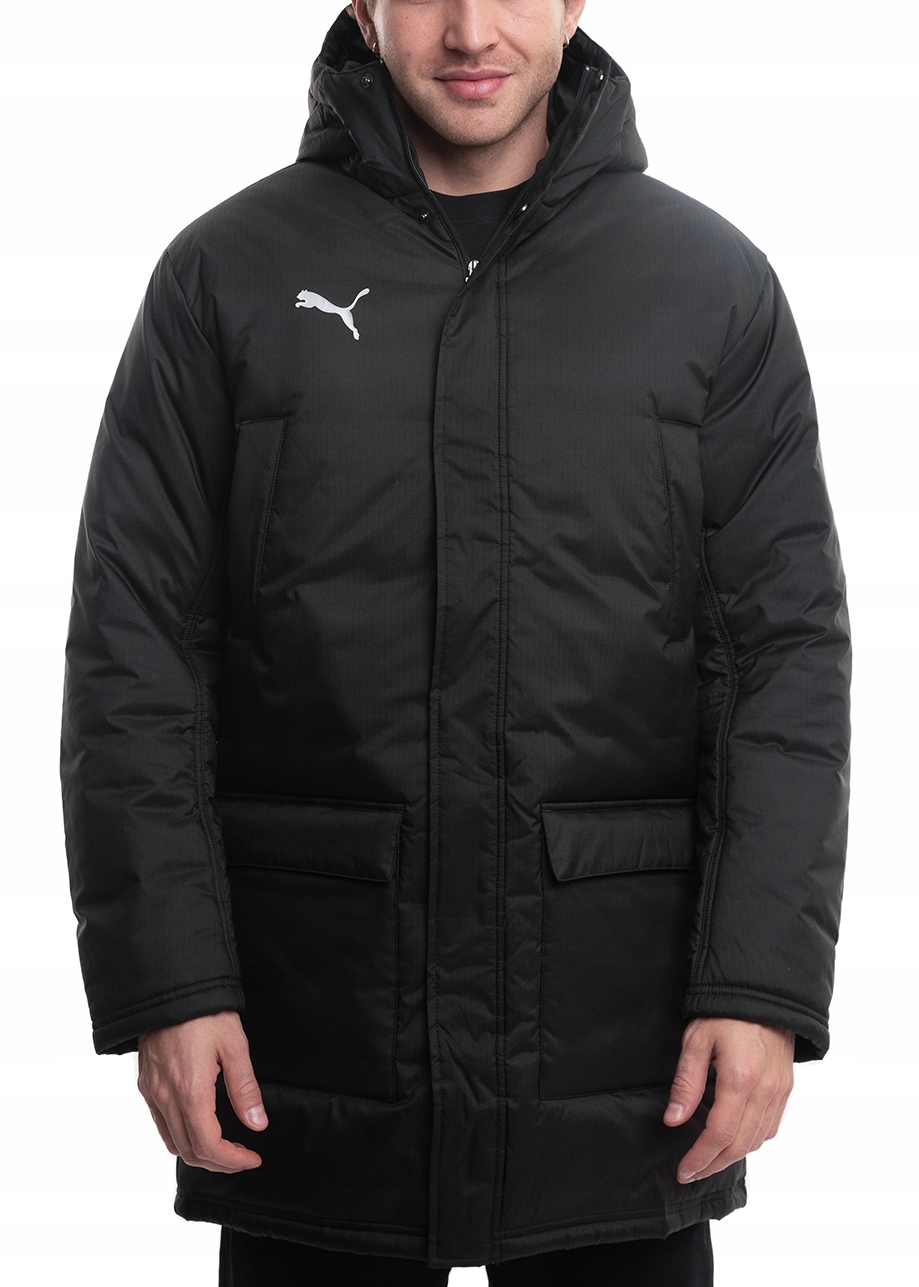 Zimní Bunda Pánská Puma s kapucí Sportovní Dlouhá Voděodolná Černá XXL