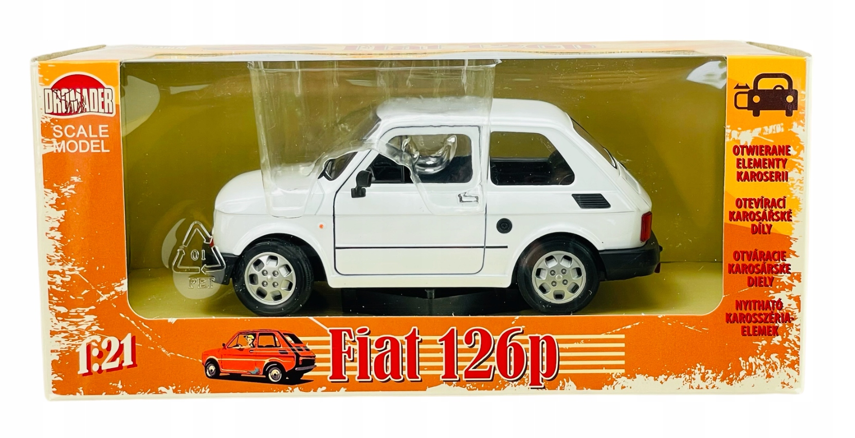 Welly Fiat 126P Maluch Biały 1:21 Legendy PRL Nowy Model FIAT 126p
