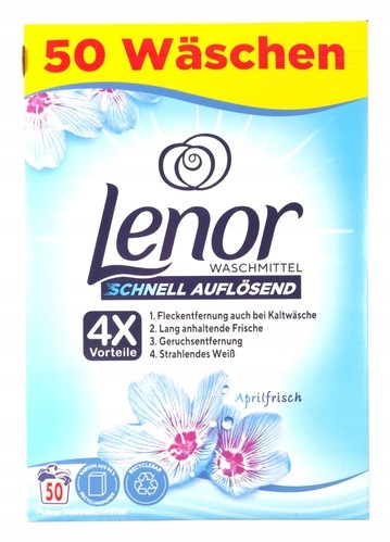 Levně Lenor prášek na bílé prádlo Aprilfrisch 50praní 3kg krásná vůně