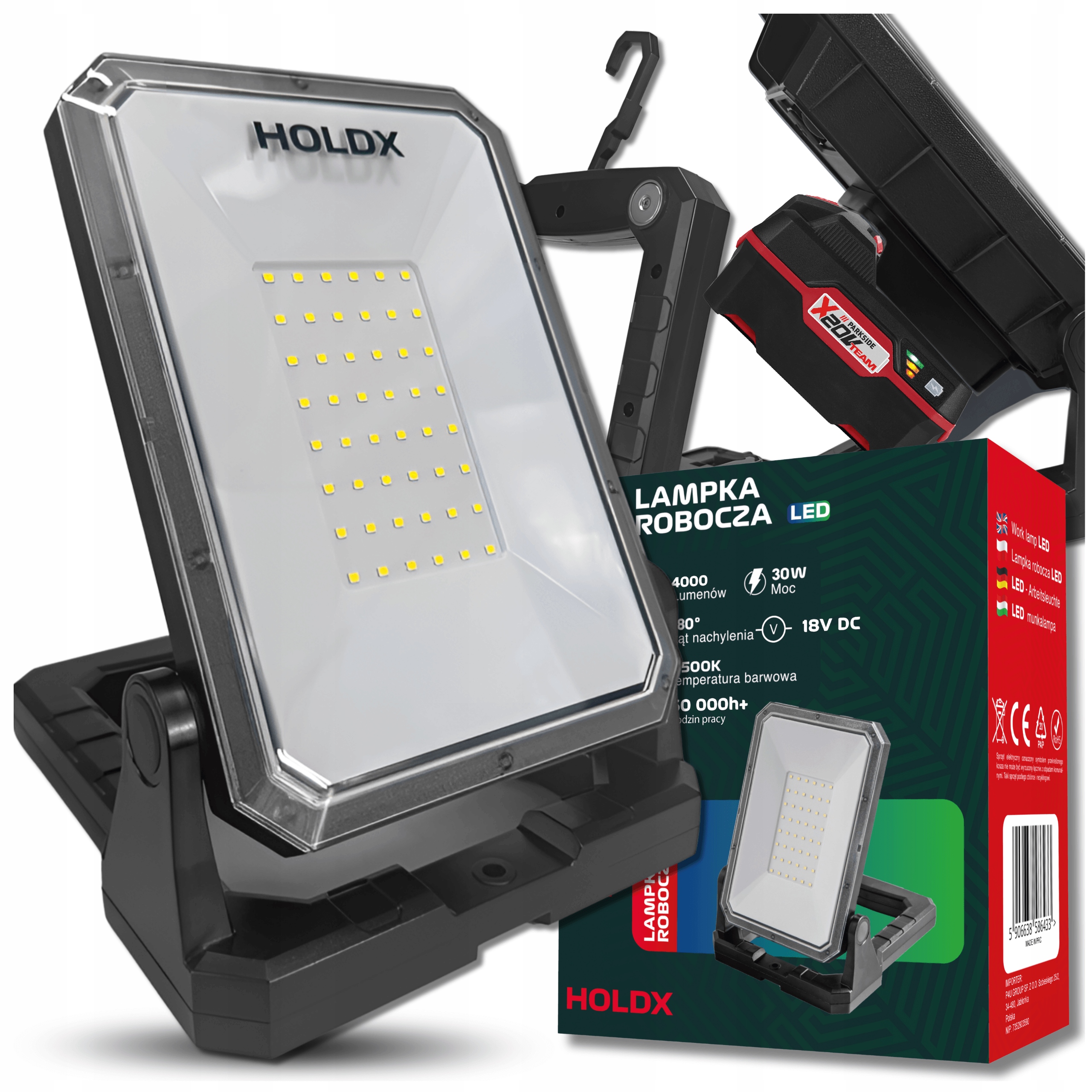 Pracovní Halogenová Led Lampa S Usb Pro Parkside 6500K Přenosná Stavební Výkonná