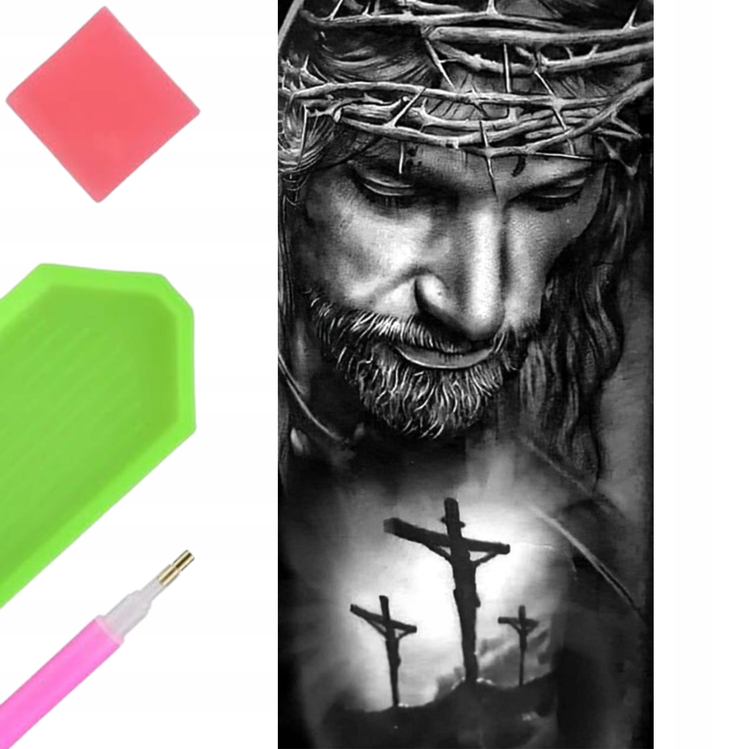 Velká Diamantová Výšivka 80X40 XXL Kříž Pan Jezus V Trnové Koruně Náboženství